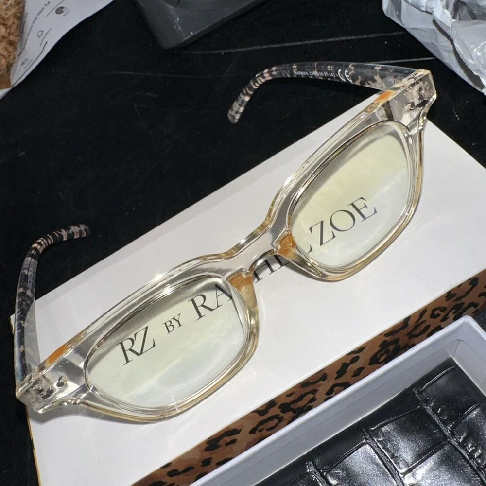 Rachel Zoe RZ Marnika Blue Light Blocker Glasses‎ Womens Beige Animal Print